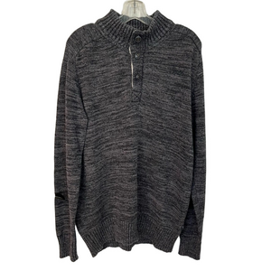 Kolby Men’s 1/4 Button Funnel Neck Grey Sweater Mock Neck XL Office Casual